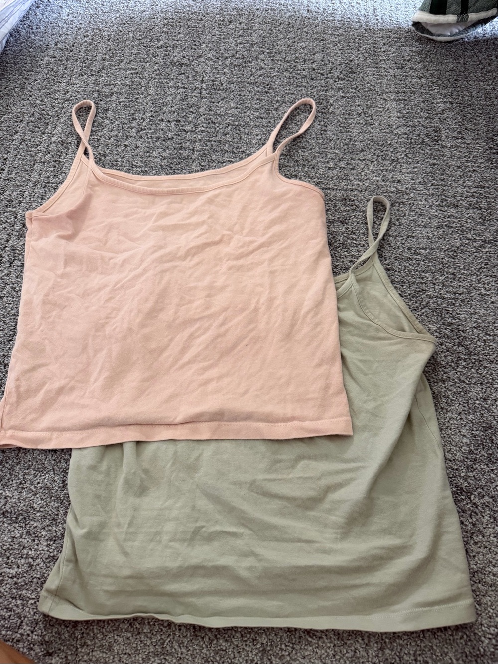 Brandy Melville Pink & Sage Spaghetti Strap Camisole Duo